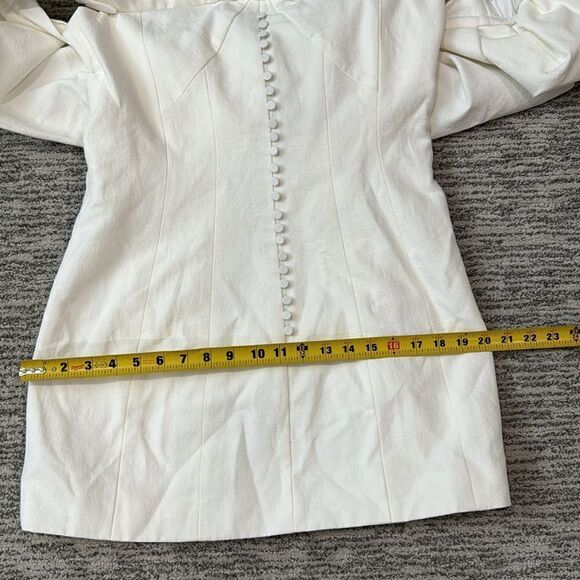 NWT SIMKHAI Puffed Off-The-Shoulder Minidress Natural White Size 10 - Picture 8 of 12